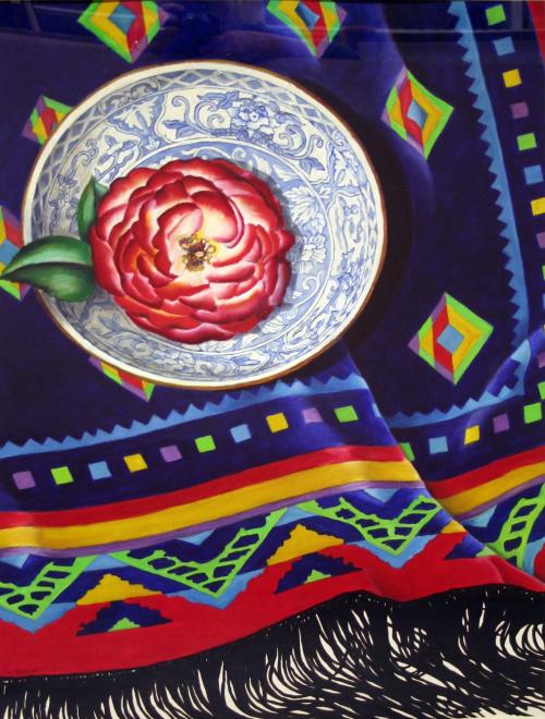 Tapestry Series: Red Rose in Bowl