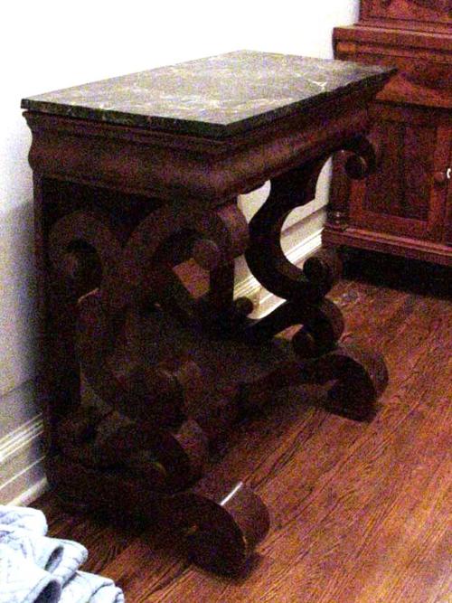 Antique American Empire Marble Top Mahogany Console Table