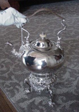 George II Silver Tea Kettle with lamp and stand