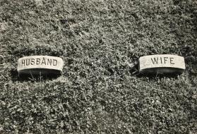 The grave marker shows a streak of romanticism with a lack of individualism in some marriages, Blue Bell, PA